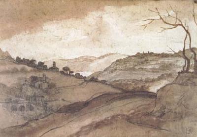 Claude Lorrain Landscape Pen drawing and wash (mk17)